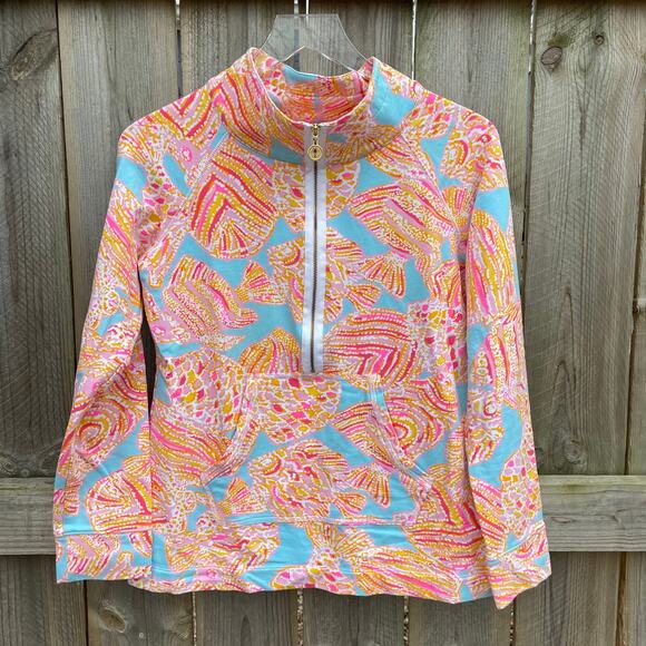 Lilly Pulitzer Popover Top Pullover Tini Bikini 1/2 Zip Skipper Small Beach - Picture 1 of 11